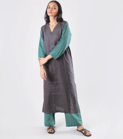 Grey Linen kurta