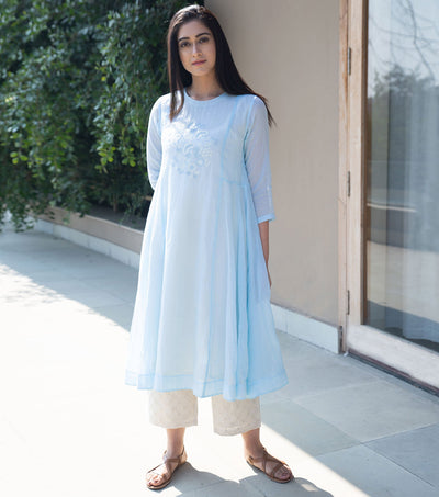 Skyblue cotton kurta