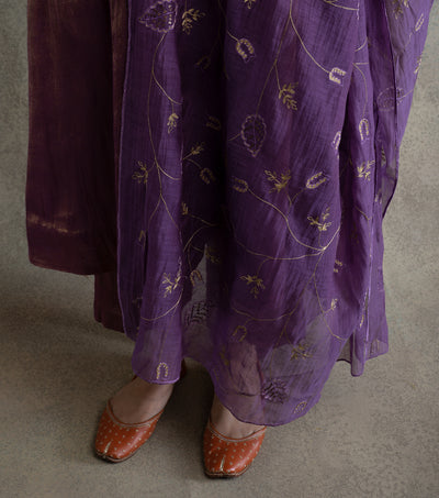 Purple Embroidered Chanderi Dupatta