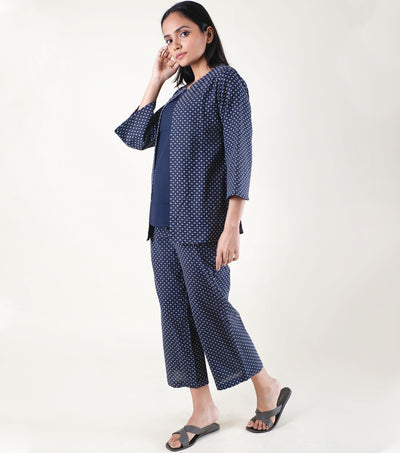 Navy Blue Cotton Woven Co-ord sets