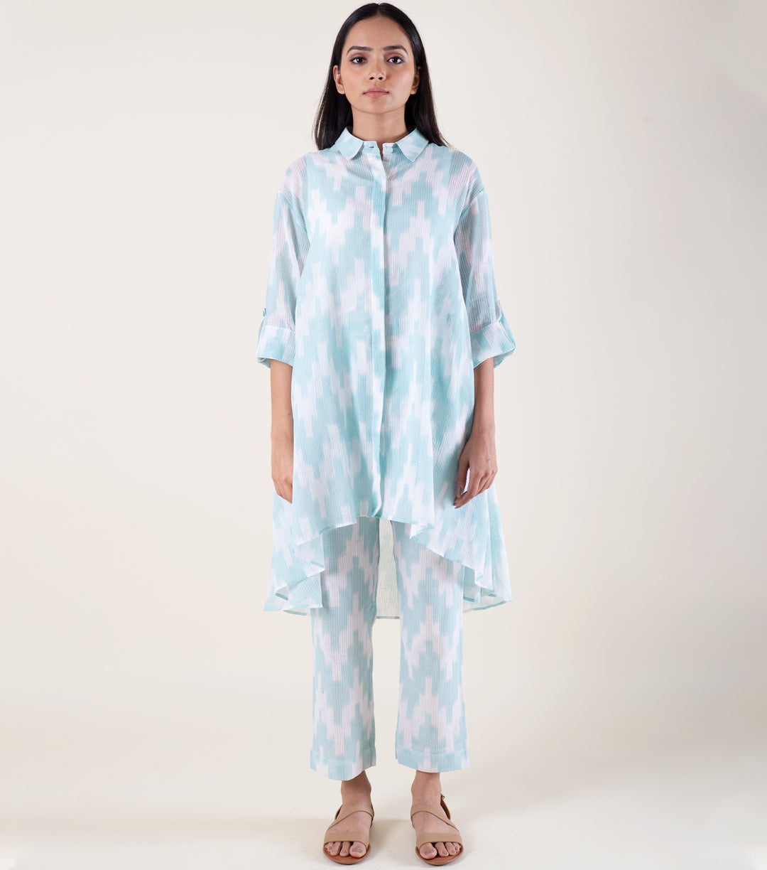 Powder Blue Printed Cotton Co-Ord Set