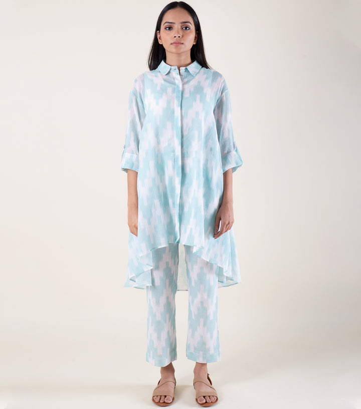 Powder Blue Printed Cotton Co-Ord Set