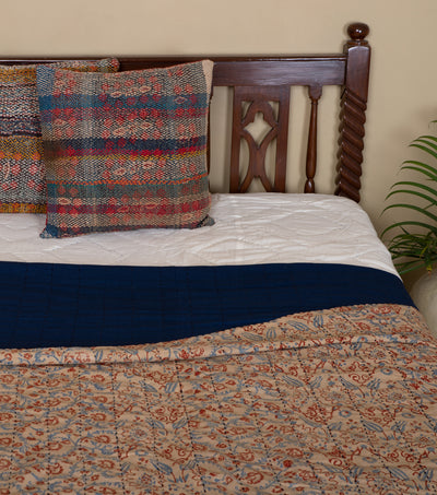 Beige Printed Cotton Bedcover
