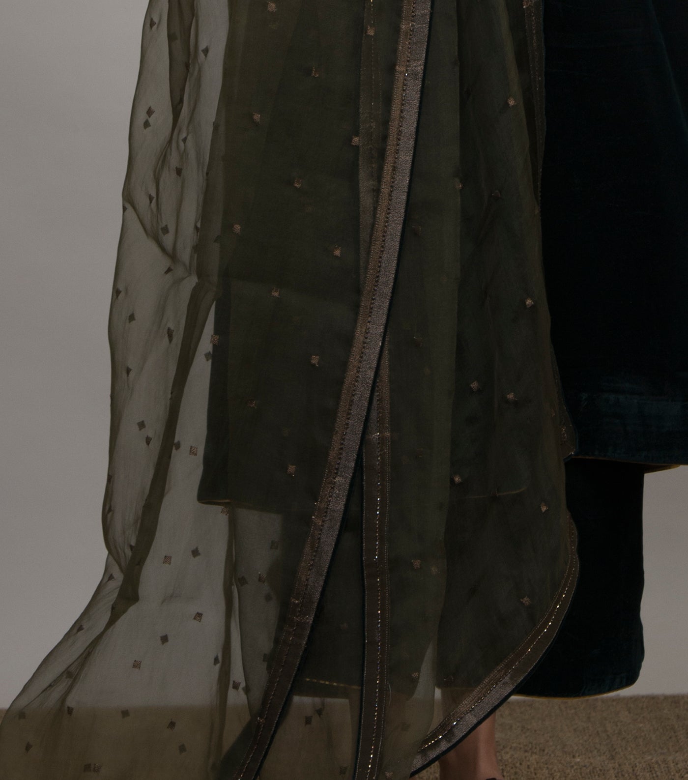 Olive Organza Dupatta