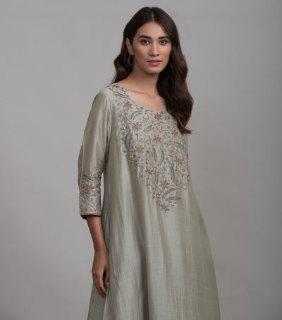 Pista Green Embroidered Silk Suit Set