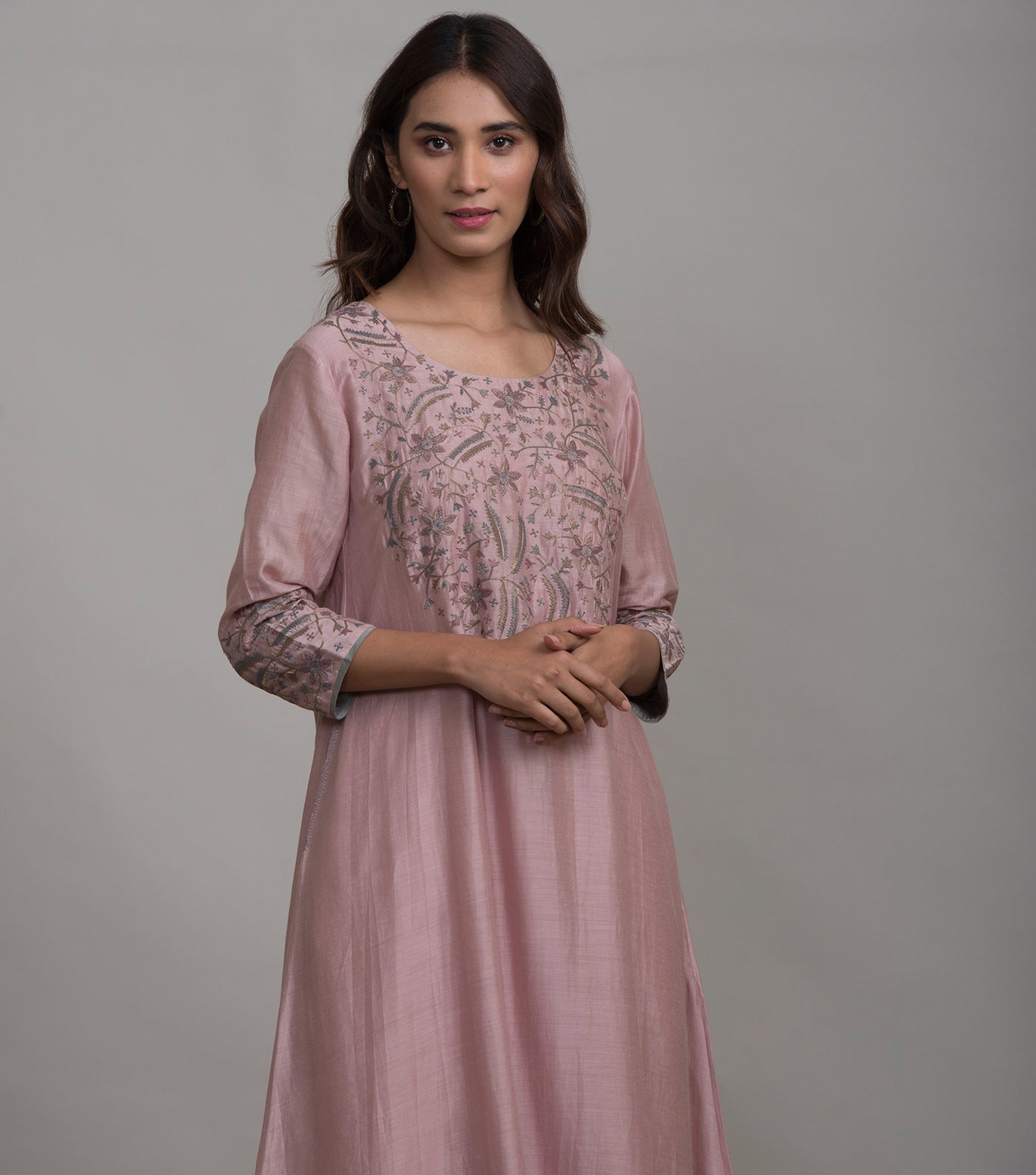 Blush Pink Embroidered Silk Suit Set