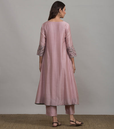 Blush Pink Embroidered Silk Suit Set