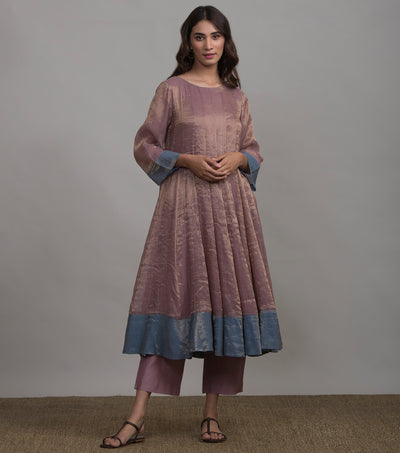 Mauve Tissue Kurta & Palazzo Pants Set