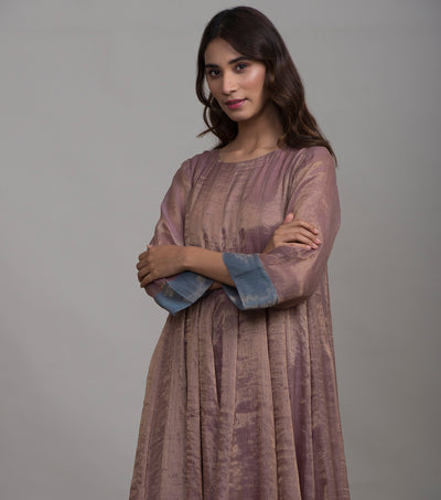 Mauve Tissue Kurta & Palazzo Pants Set