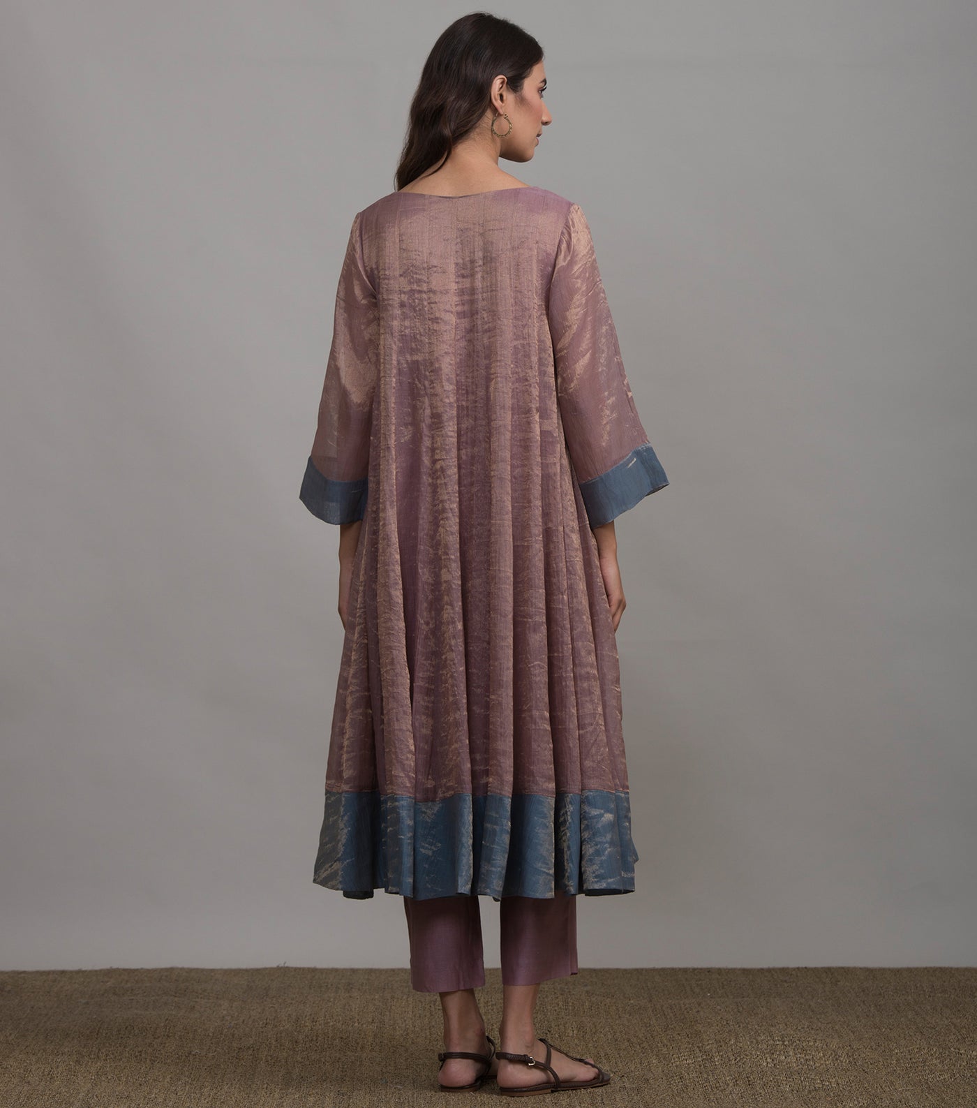 Mauve Tissue Kurta & Palazzo Pants Set