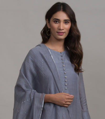 Blue mukaish work chanderi dupatta