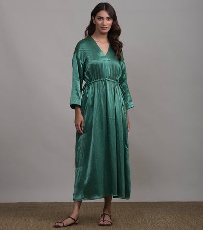 Green Mashru Silk Kaftan