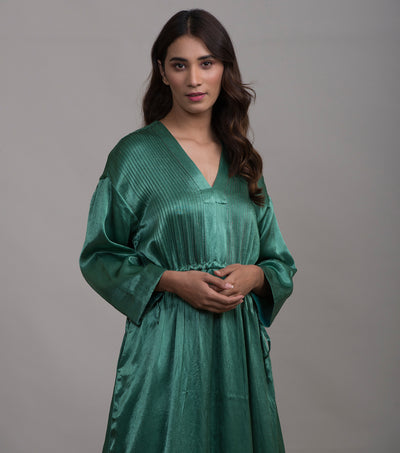 Green Mashru Silk Kaftan