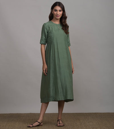 Pista embroidered silk dress