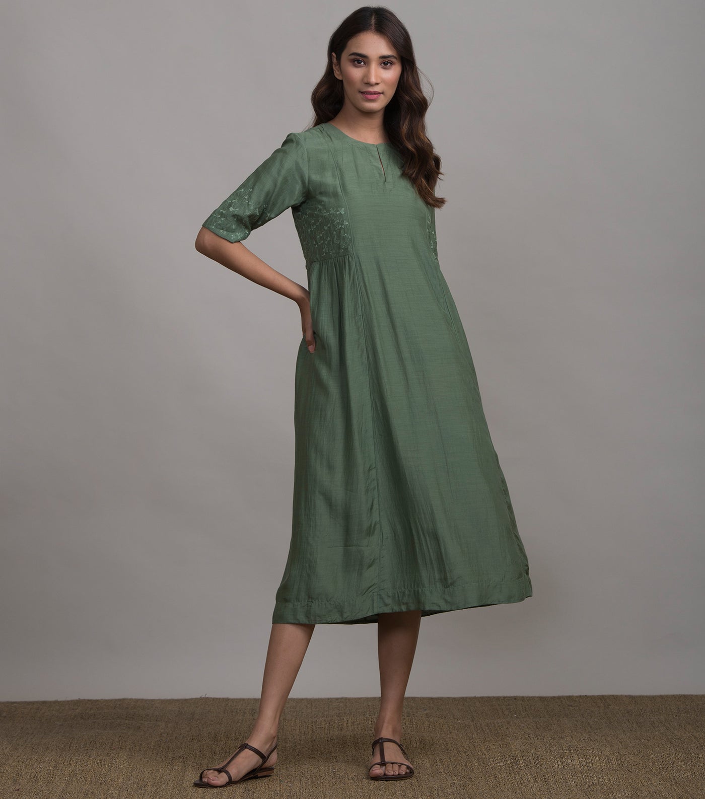 Pista embroidered silk dress