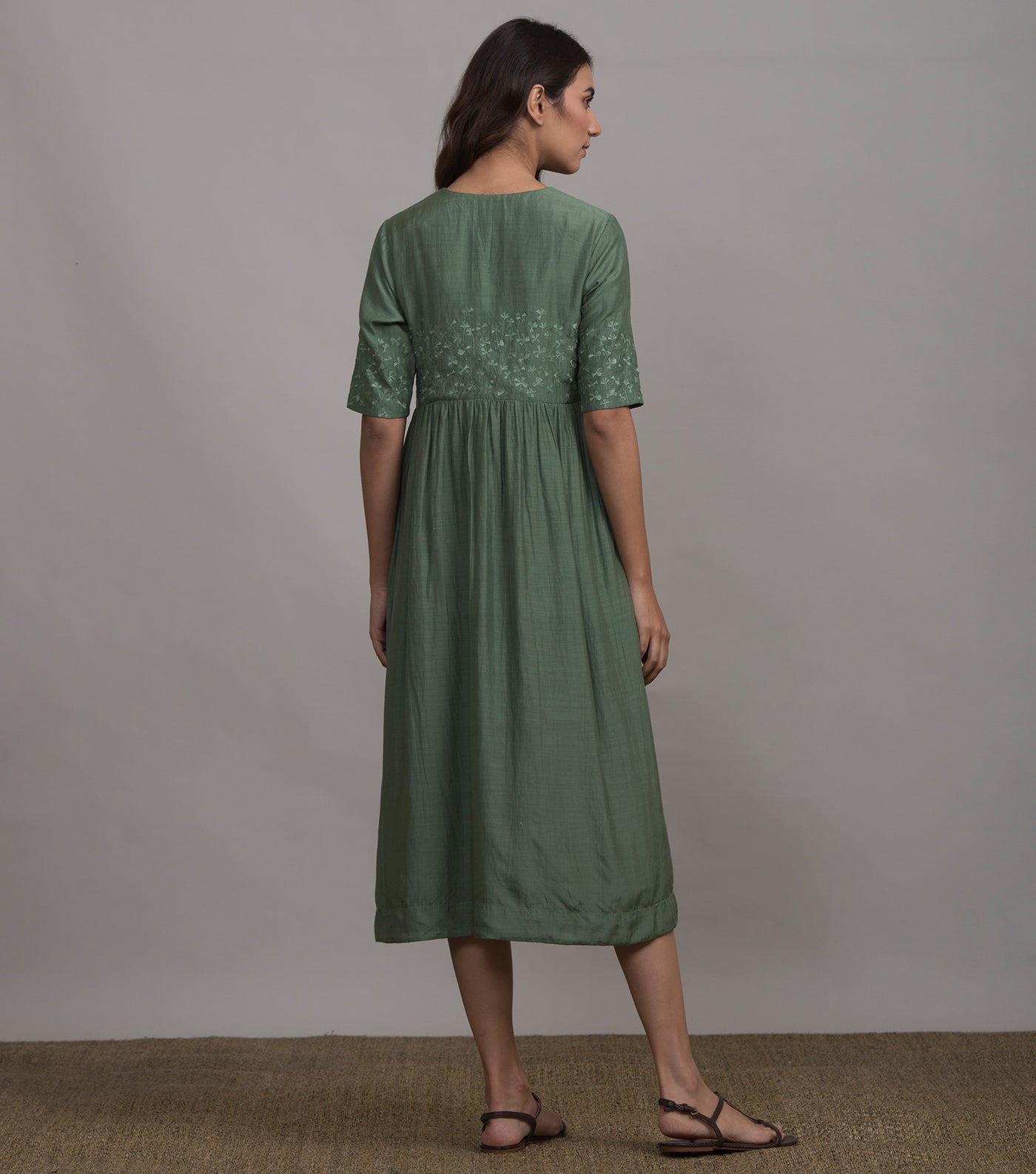 Pista embroidered silk dress