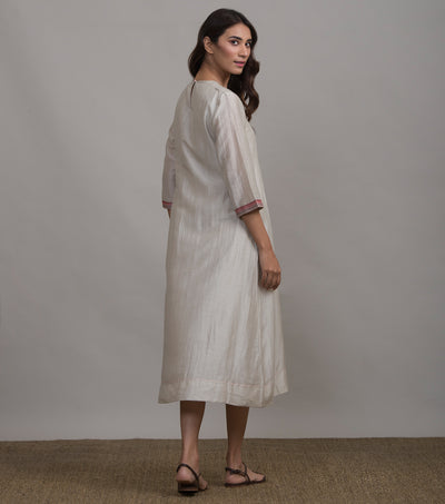 Ivory embroidered silk dress