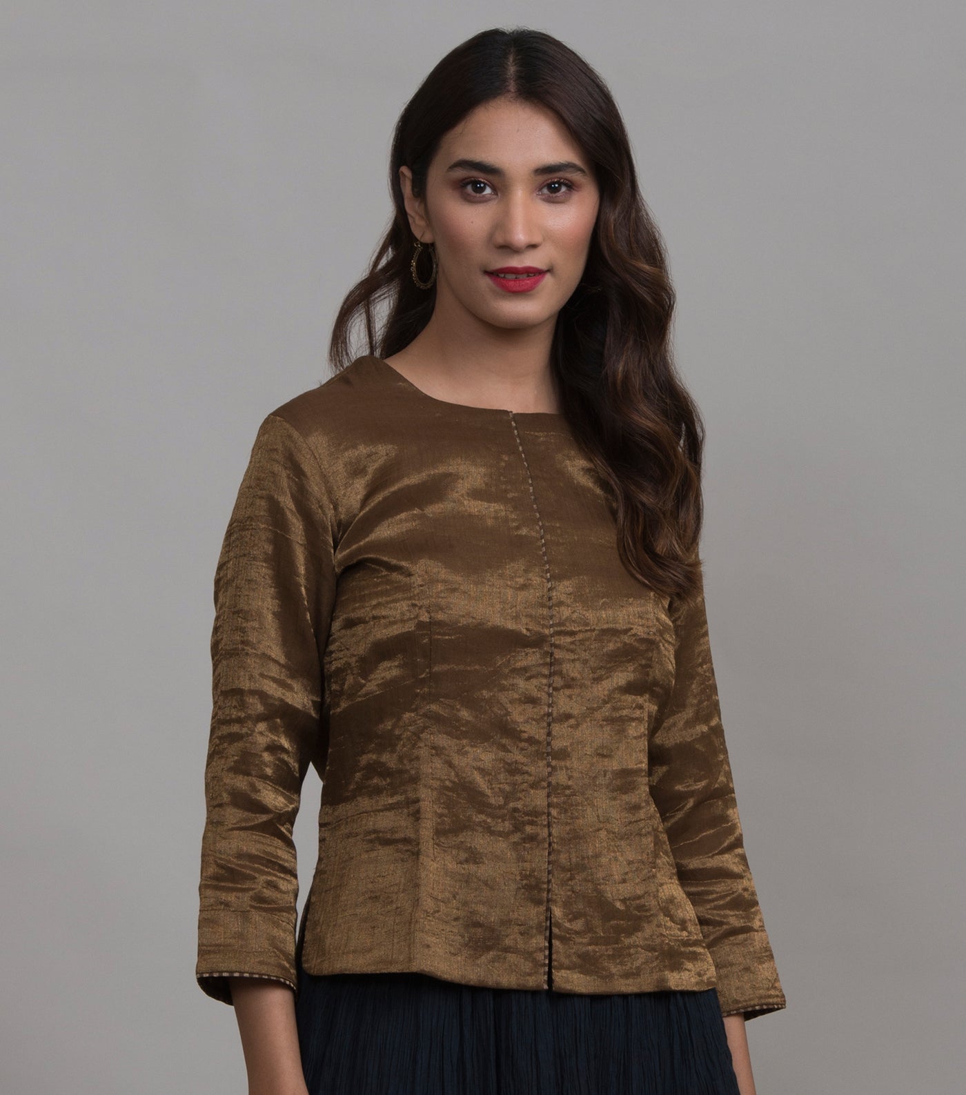 Gold solid tissue blouse