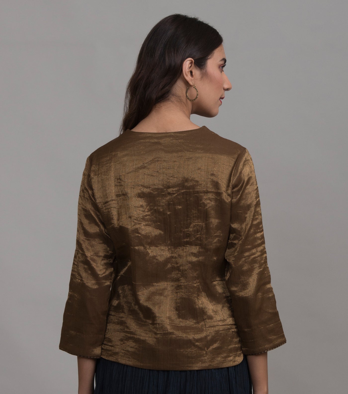 Gold solid tissue blouse