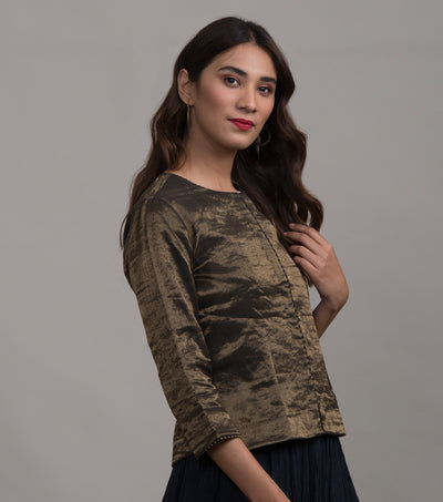 Black solid tissue blouse