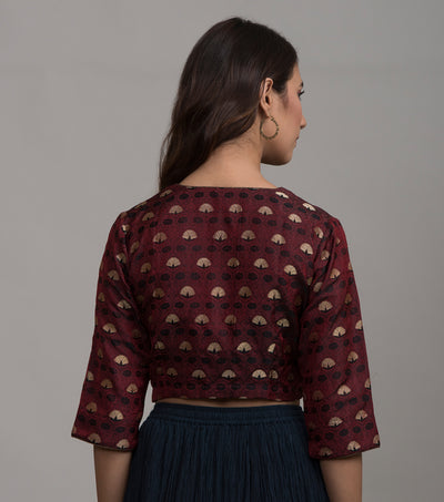 Maroon gold brocade blouse