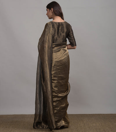 Gold solid tissue saree