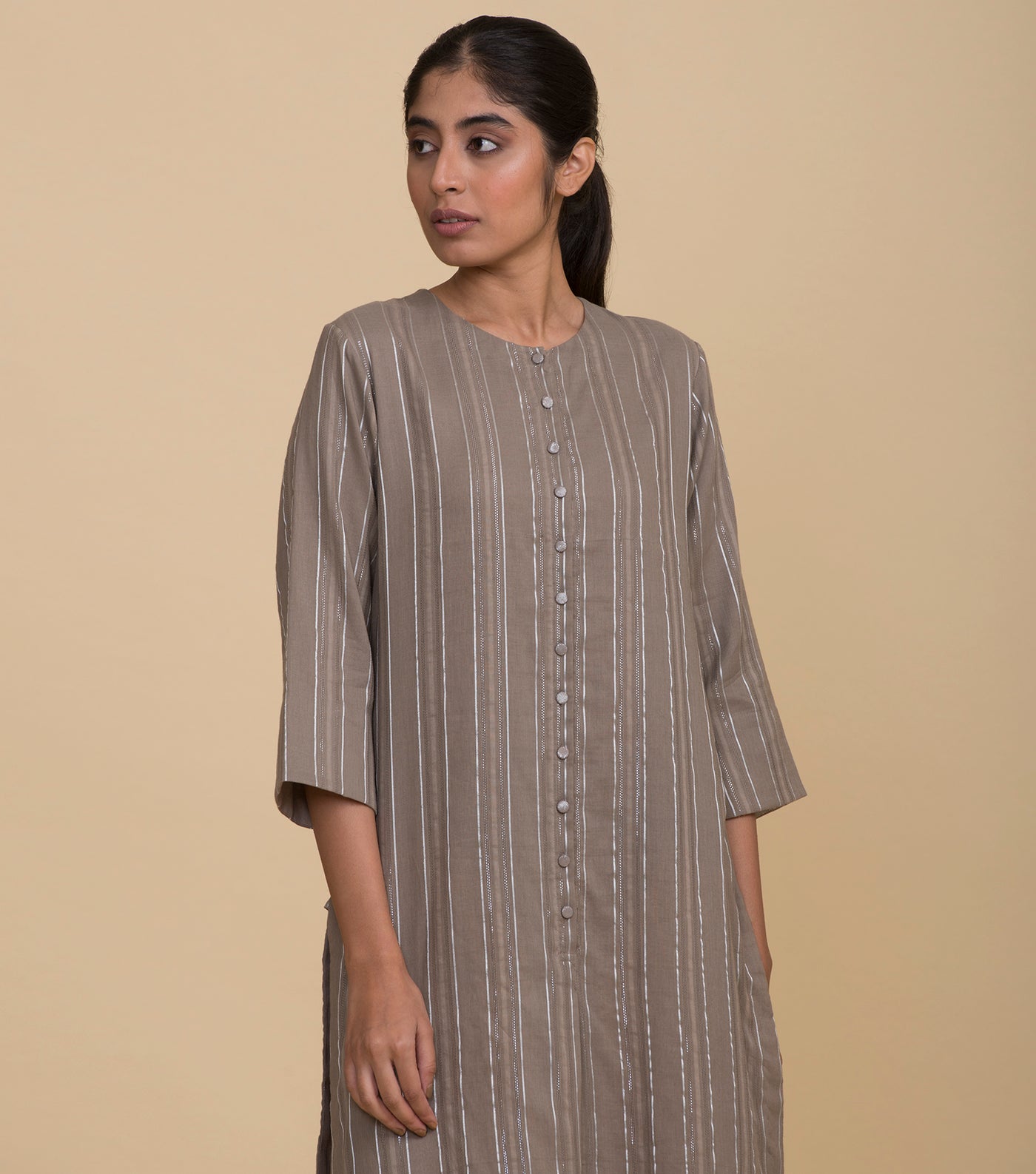 Beige cotton kurta