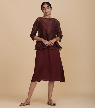 Maroon chanderi kedio set