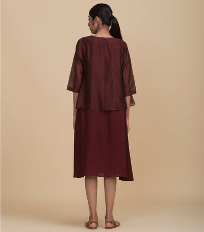 Maroon chanderi kedio set
