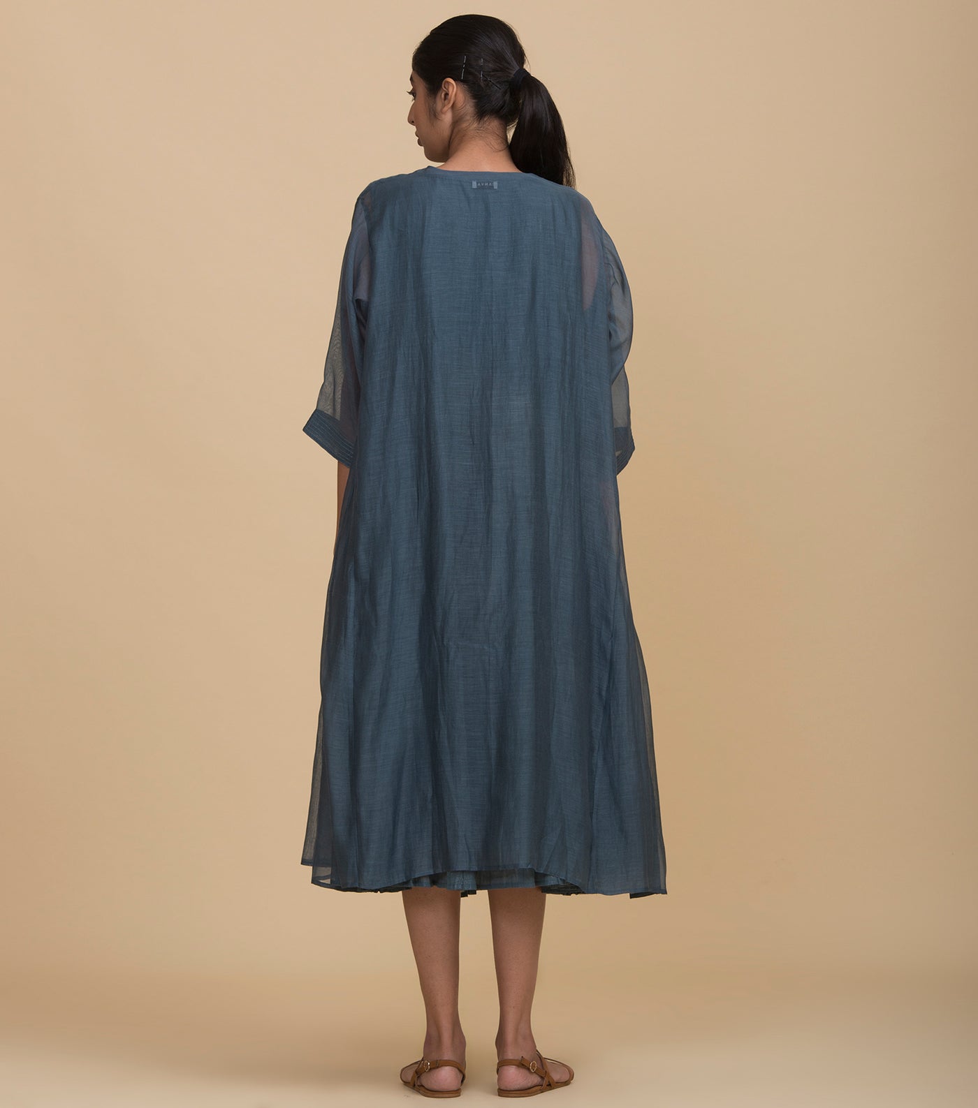 Blue chanderi cape set