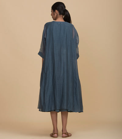 Blue chanderi cape set