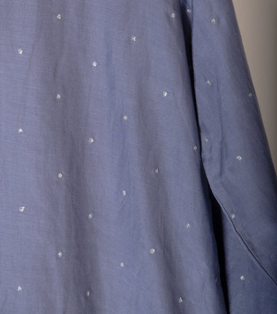 Blue Chanderi silk embroidered shirt