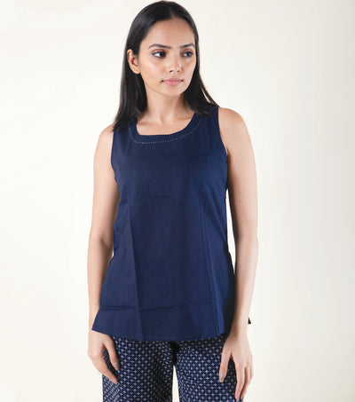Navy Blue Cotton Woven Co-ord sets