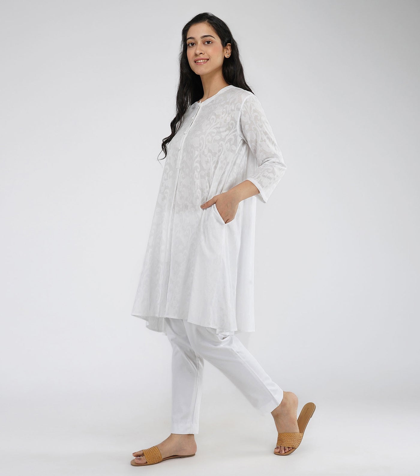 White flared kurta