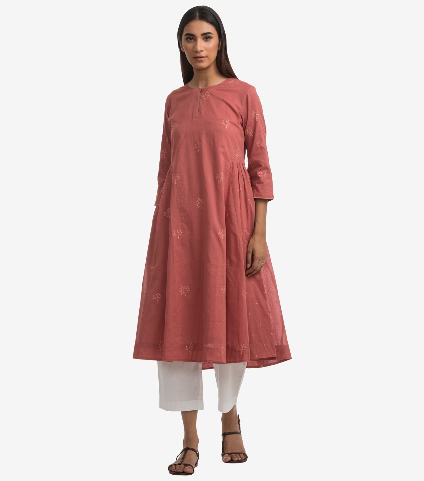 Peach Cotton Silk Kurta