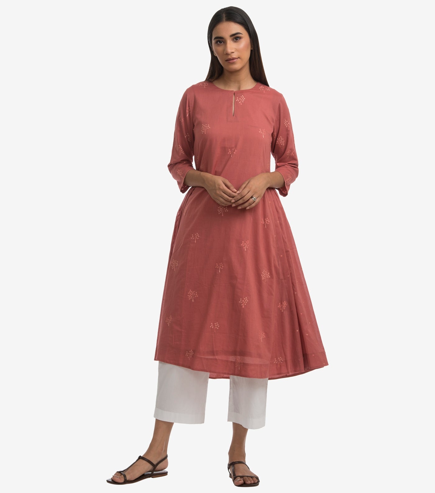 Peach Cotton Silk Kurta