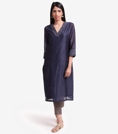 Prussian Blue chanderi suit set