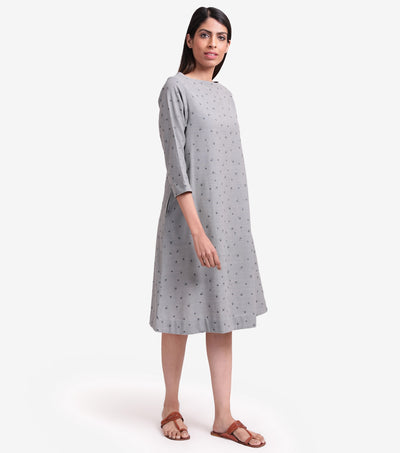 Grey embroidered khadi dress