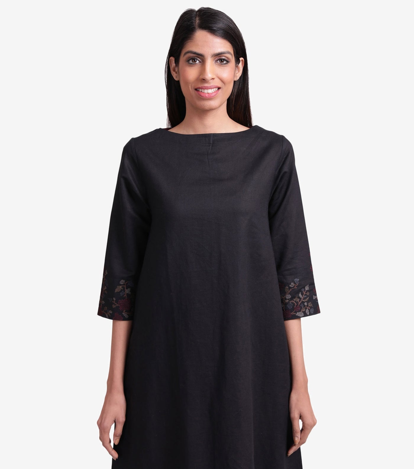 Black embroidered linen tunic