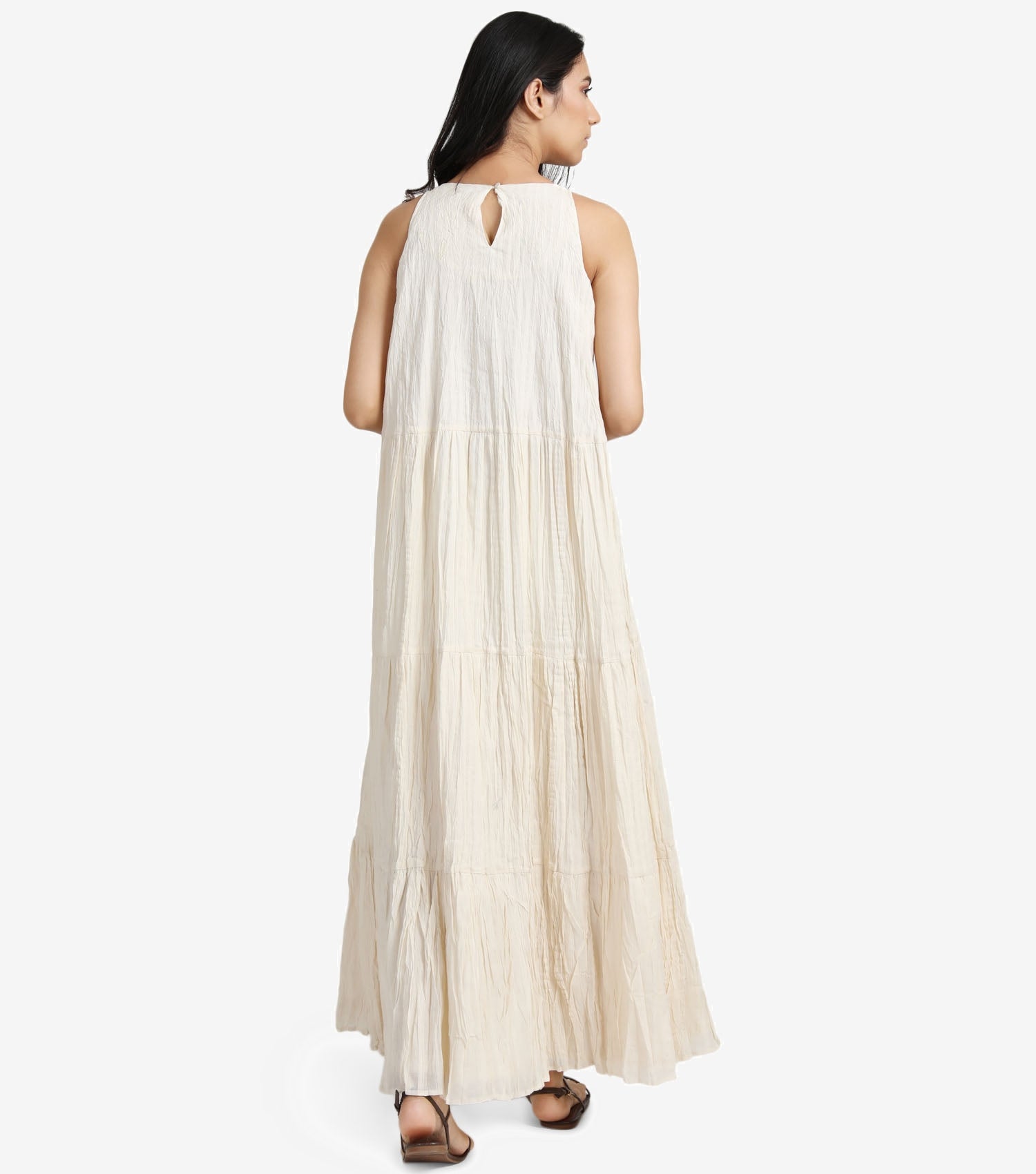Natural Crinckled tier dress – Tulsi Online