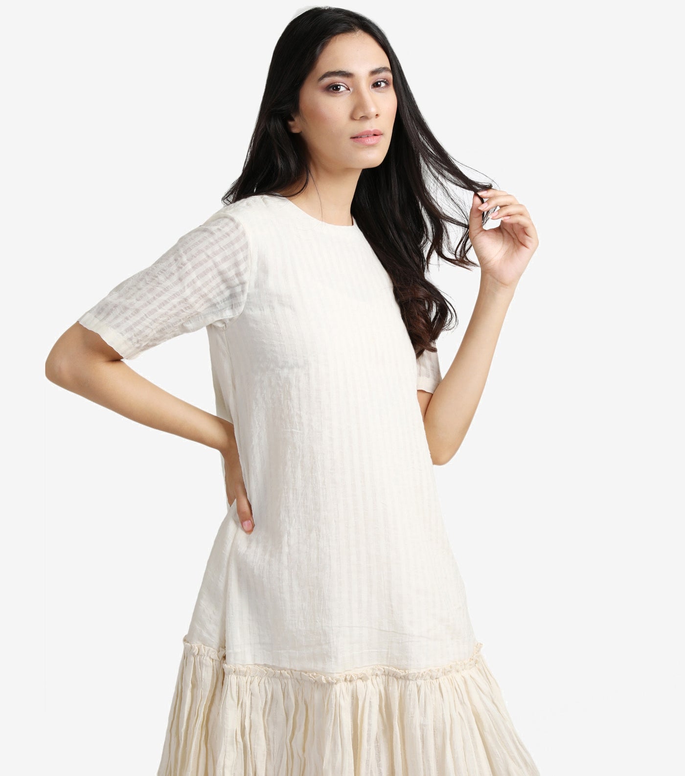Natural flared cotton dress