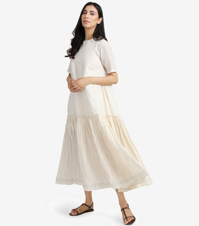 Natural flared cotton dress