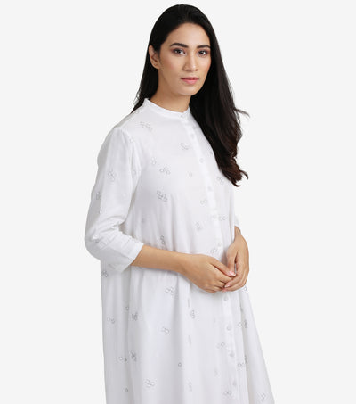 White cotton shirt dress