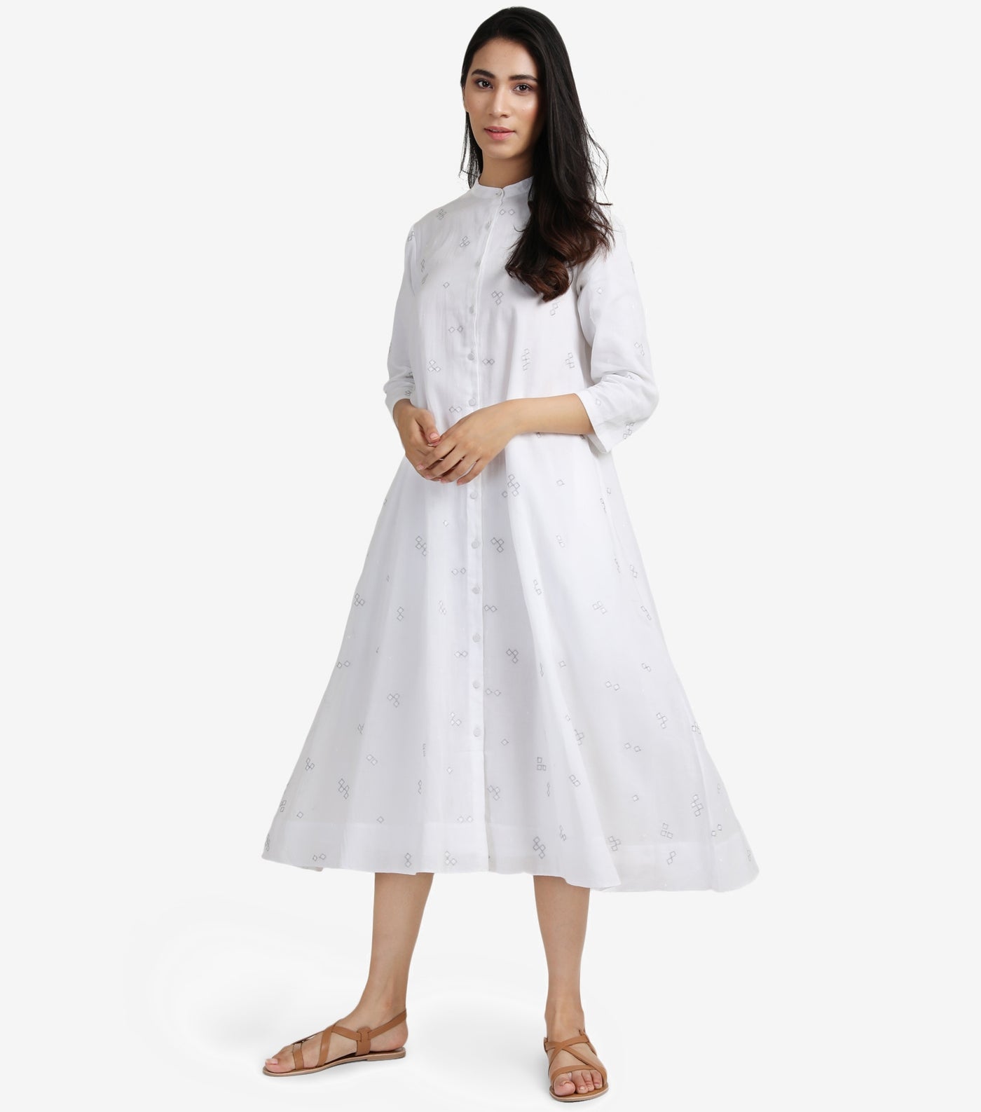 White cotton shirt dress