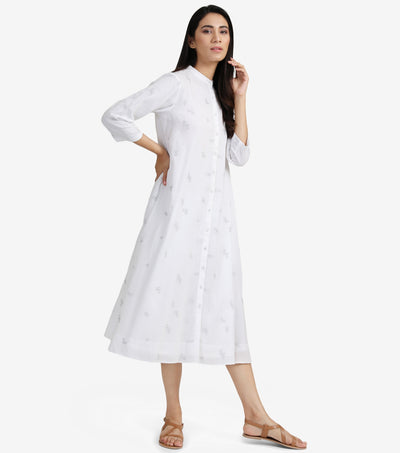 White cotton shirt dress