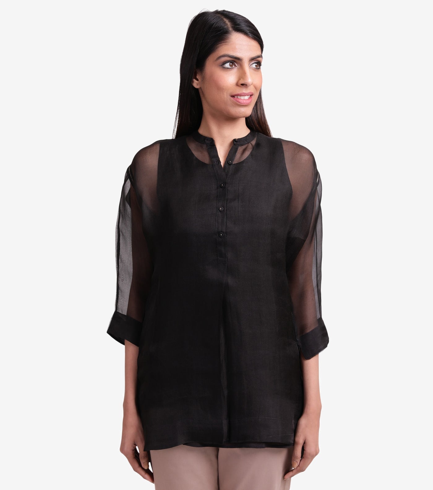 Black sheer organza shirt