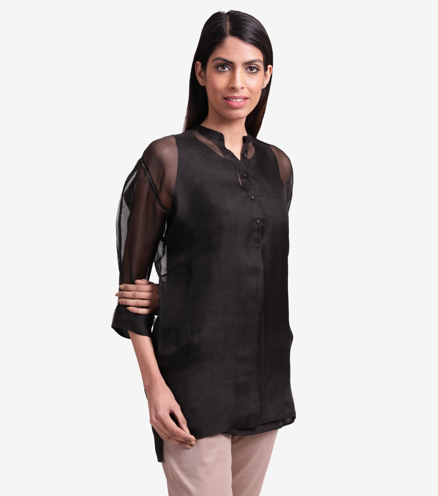 Black sheer organza shirt – Tulsi Online