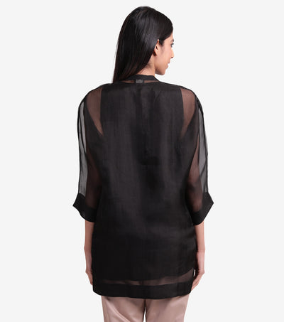 Black sheer organza shirt