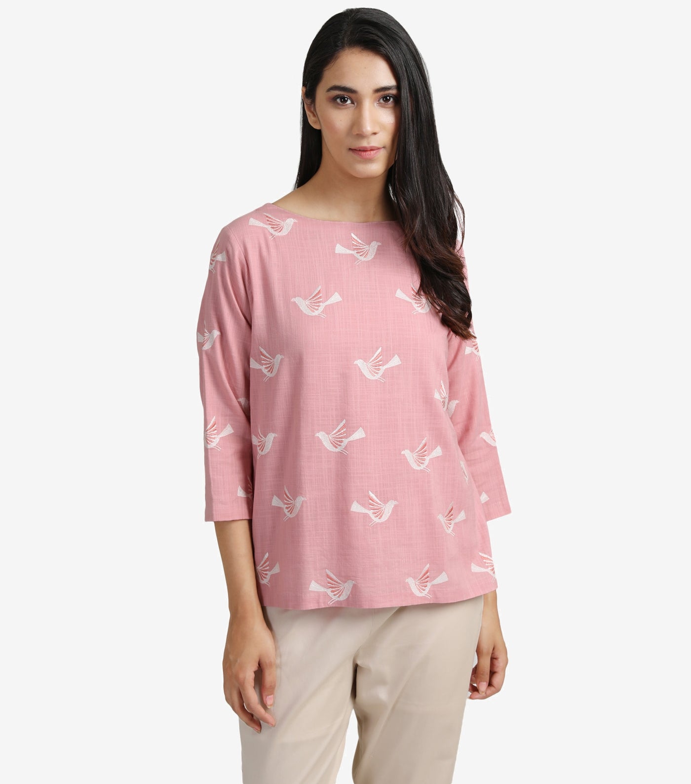 Pastel pink cotton linen top