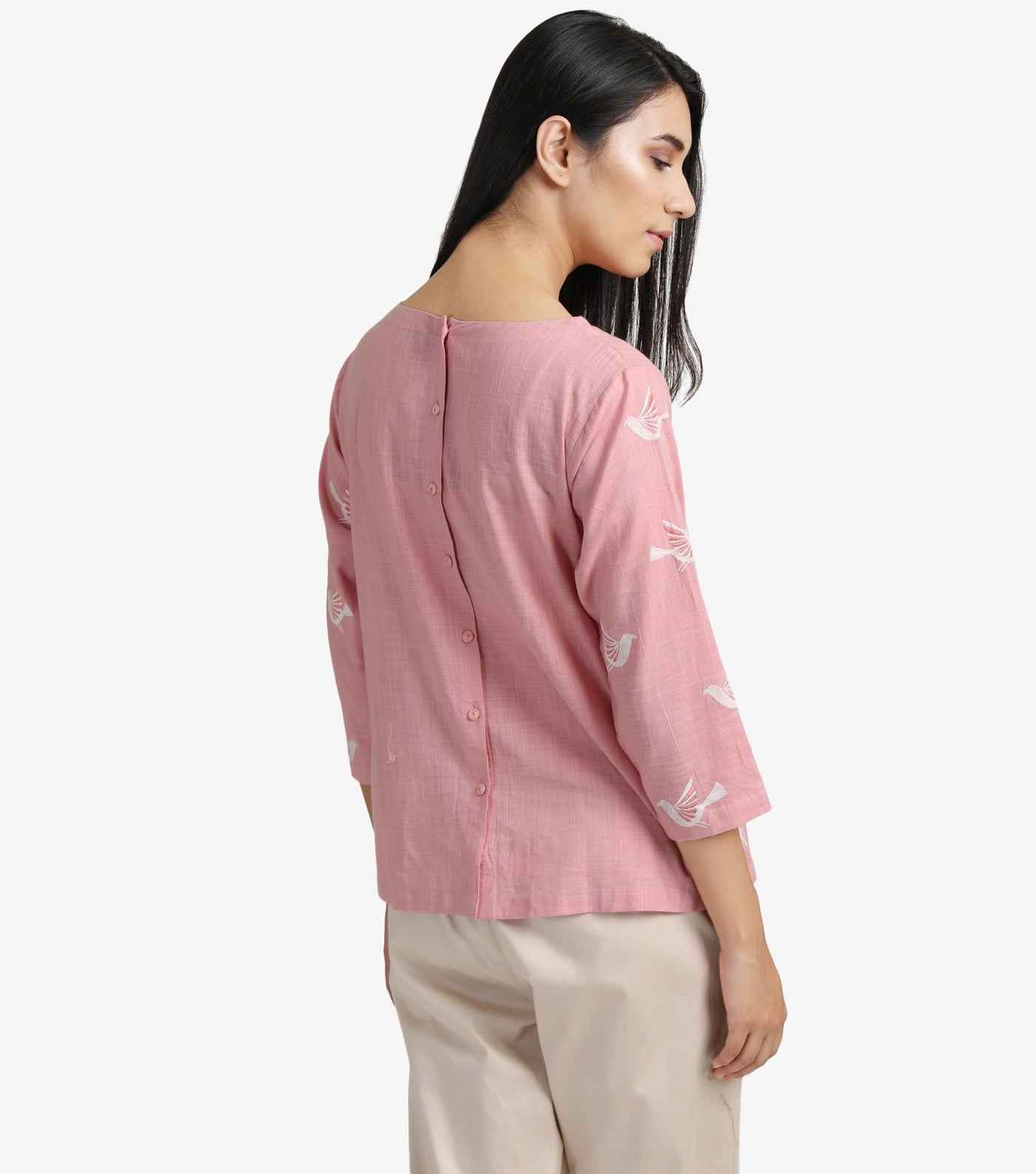 Pastel pink cotton linen top